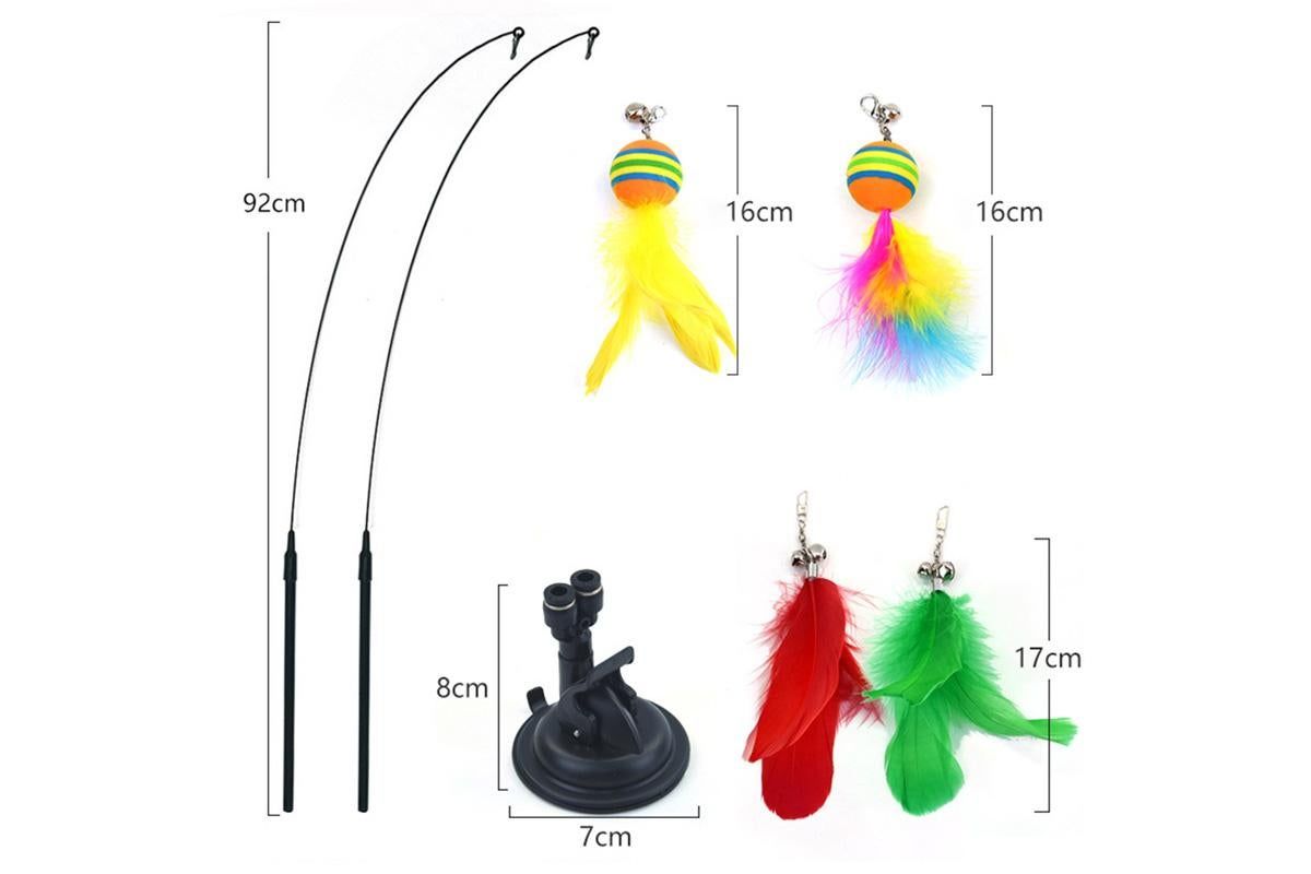 20Pcs Interactive Cat Wand Toys with Feather Replacements for Cats Play and Exercise V1263-JX-7502