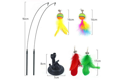 20Pcs Interactive Cat Wand Toys with Feather Replacements for Cats Play and Exercise V1263-JX-7502
