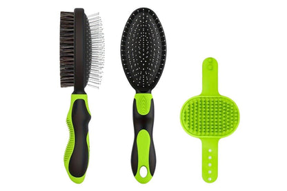 2 Pack Pet Grooming Brush Set Deshedding Double Sided Comb Massage Brush-Green V1263-JX-7504-1