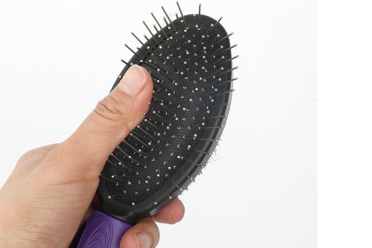 2 Pack Pet Grooming Brush Set Deshedding Double Sided Comb Massage Brush-Purple V1263-JX-7504-2