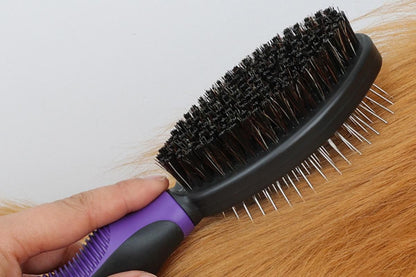 2 Pack Pet Grooming Brush Set Deshedding Double Sided Comb Massage Brush-Purple V1263-JX-7504-2