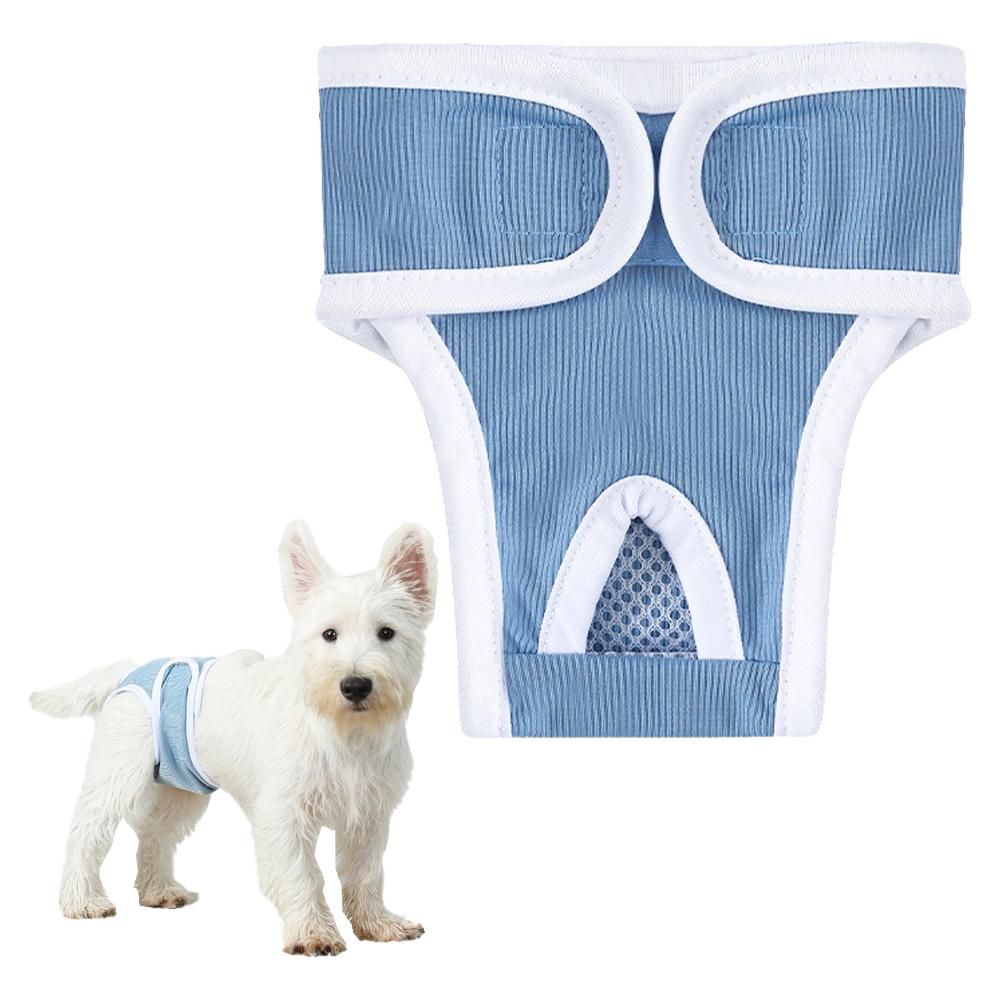 2pcs Dog Diapers Reusable Washable Nappy Wraps Panties for Pets Period Underpants-Blue L V1263-JX-7505-3