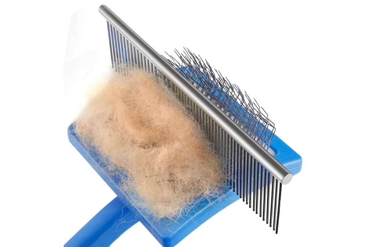 2Pcs Dog Slicker Brush & Comb Set for Grooming Detangling & Hair Removal-Blue V1263-JX-7506