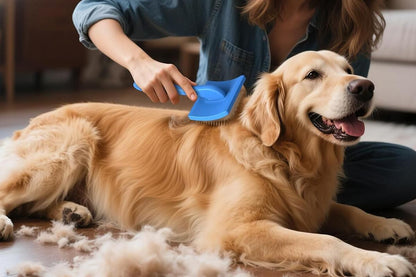2Pcs Dog Slicker Brush & Comb Set for Grooming Detangling & Hair Removal-Blue V1263-JX-7506