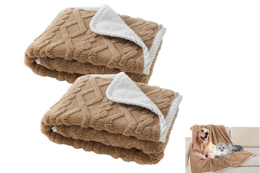 2pcs Pet Blanket for Couch Protection Water Resistance Cats Dogs Blanket for Furniture Protector-Khaki S V1263-JX-7508-1