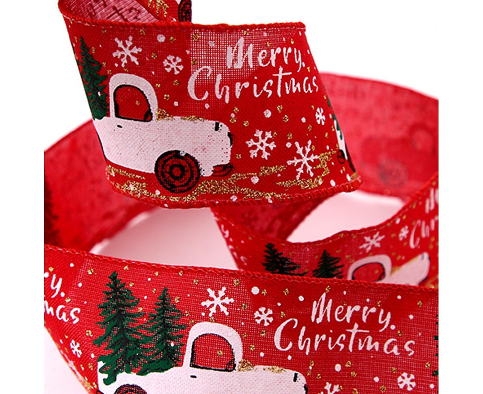 Xmas Tree Ribbon Fine Linen Gift Box-Red 200cm V1263-JX-751