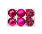 6Pcs Xmas Pendant Electroplating Balls-Rose Red 8cm V1263-JX-755