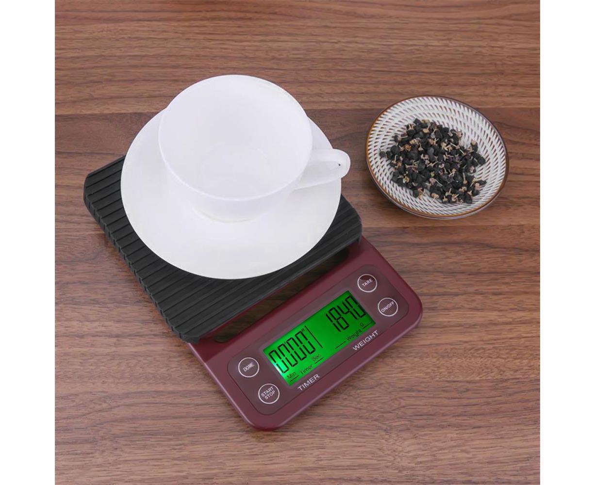 5kg/0.5g Coffee Drip Scale with Timer and Tare Function - Burgundy V1263-JX-757
