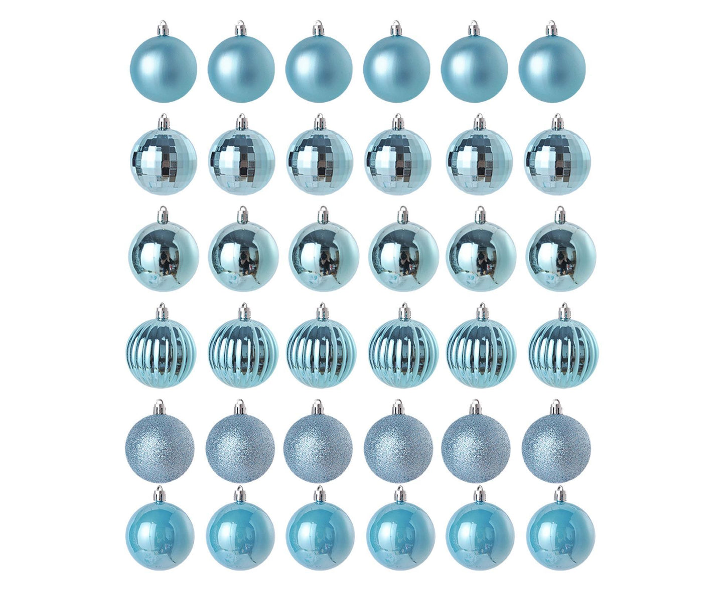 36Pcs Xmas Ball Electroplating Ornaments-Lake Blue V1263-JX-758