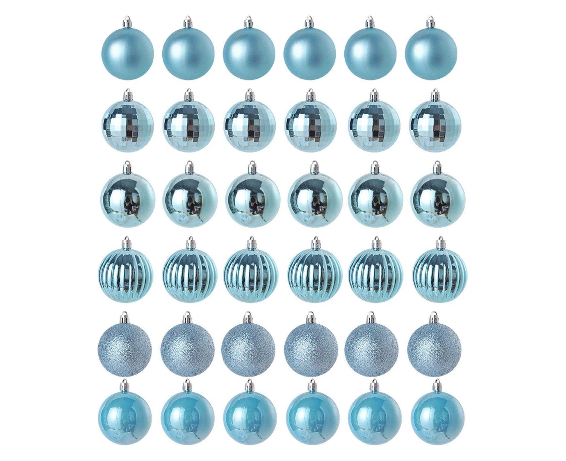 36Pcs Xmas Ball Electroplating Ornaments-Lake Blue V1263-JX-758