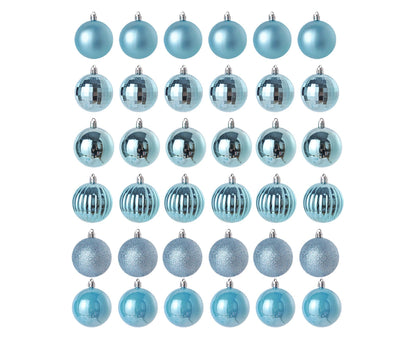 36Pcs Xmas Ball Electroplating Ornaments-Lake Blue V1263-JX-758