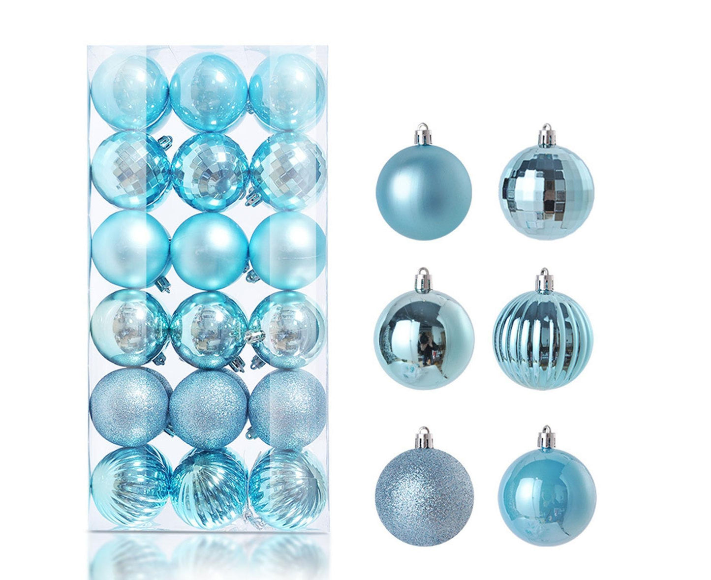 36Pcs Xmas Ball Electroplating Ornaments-Lake Blue V1263-JX-758