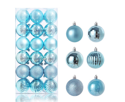 36Pcs Xmas Ball Electroplating Ornaments-Lake Blue V1263-JX-758