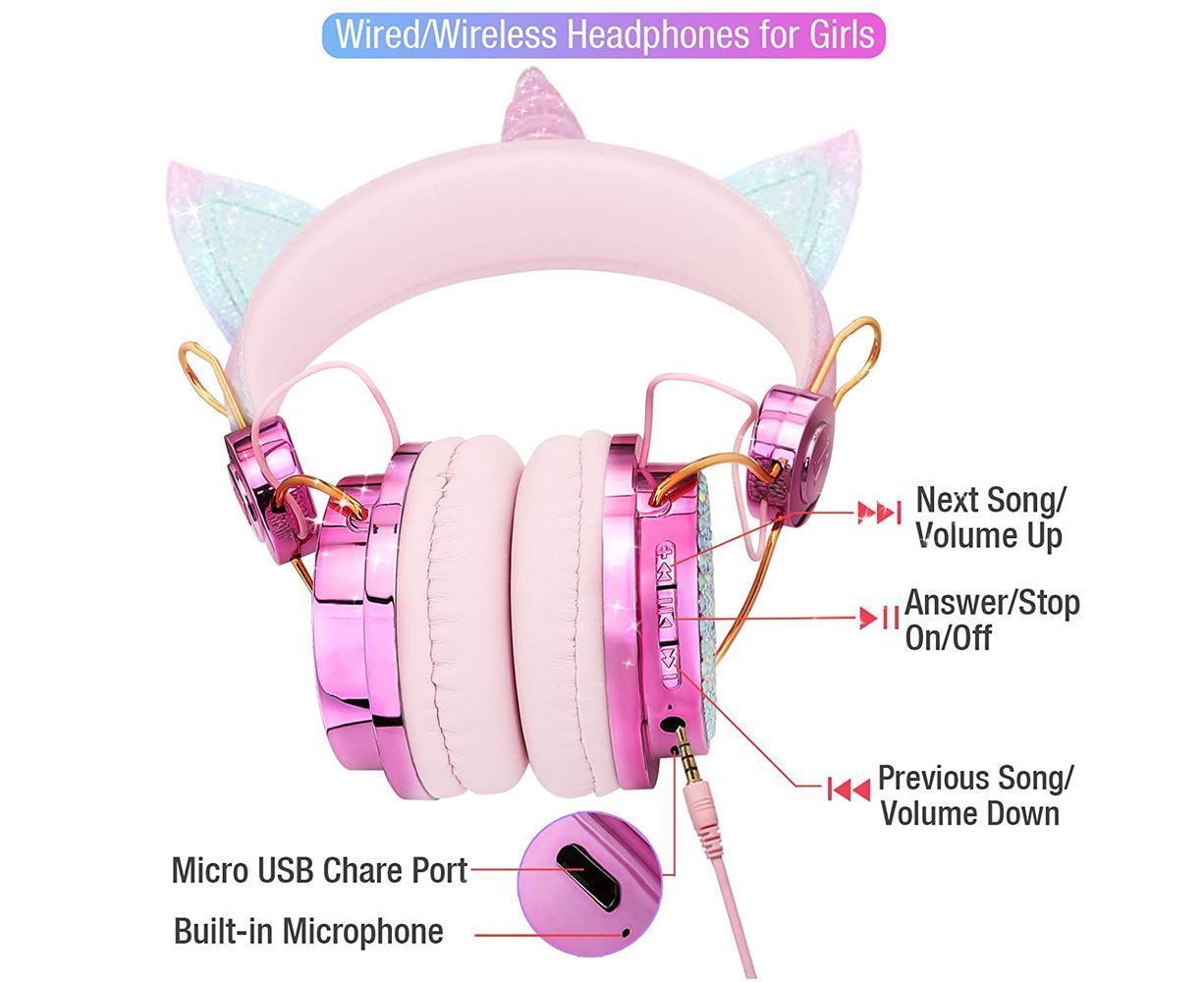 Wireless Headphones - Adjustable Headband - Bluetooth Over On-Ear Headset V1263-JX-76