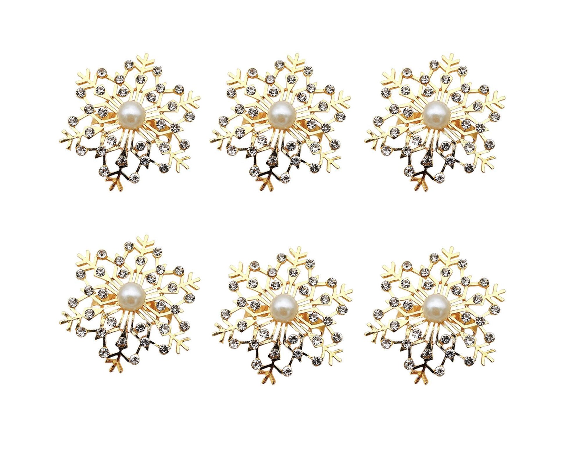 6Pcs Snowflake Napkin Ring Creative Clip-Golden V1263-JX-761