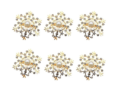 6Pcs Snowflake Napkin Ring Creative Clip-Golden V1263-JX-761