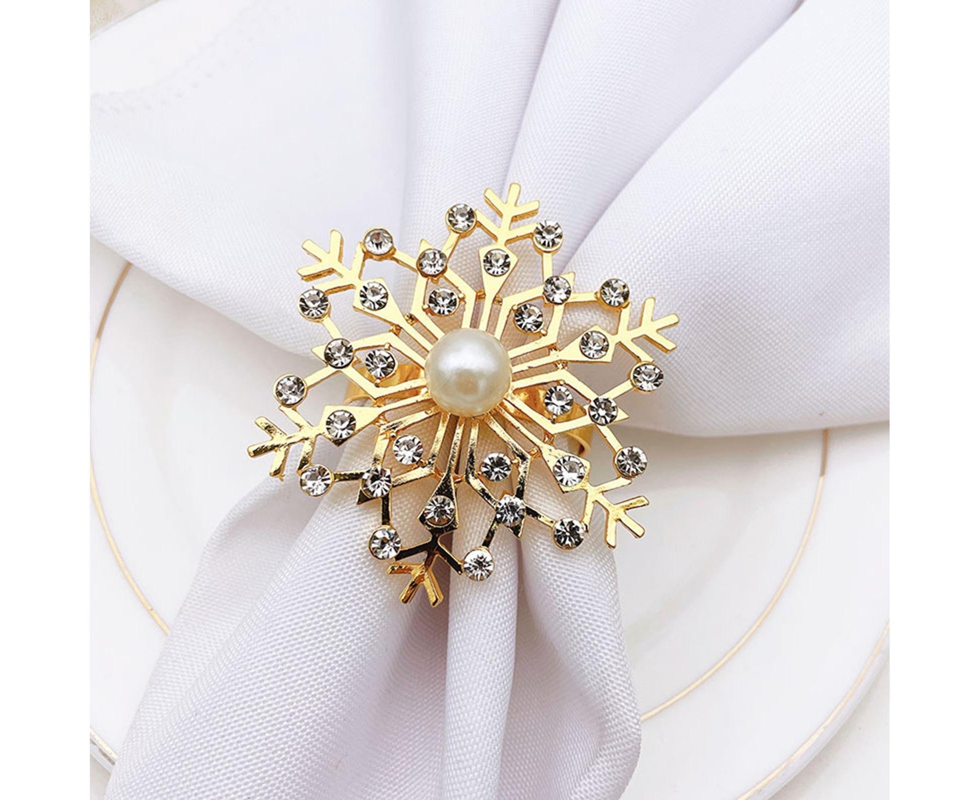 6Pcs Snowflake Napkin Ring Creative Clip-Golden V1263-JX-761