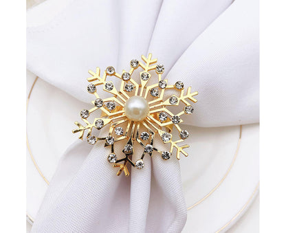 6Pcs Snowflake Napkin Ring Creative Clip-Golden V1263-JX-761