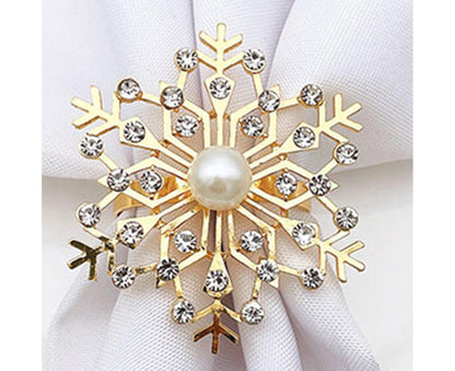 6Pcs Snowflake Napkin Ring Creative Clip-Golden V1263-JX-761