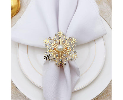 6Pcs Snowflake Napkin Ring Creative Clip-Golden V1263-JX-761