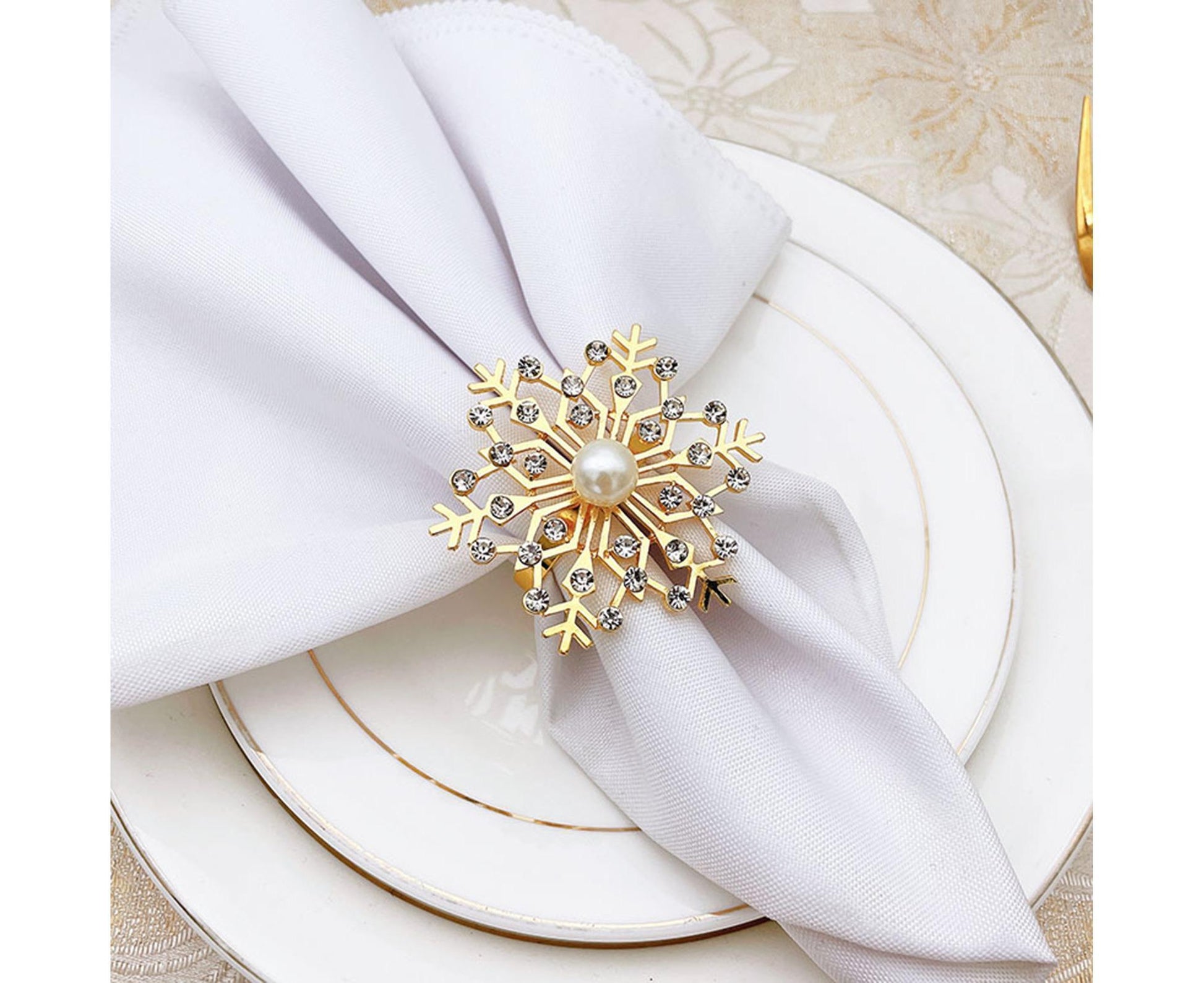 6Pcs Snowflake Napkin Ring Creative Clip-Golden V1263-JX-761