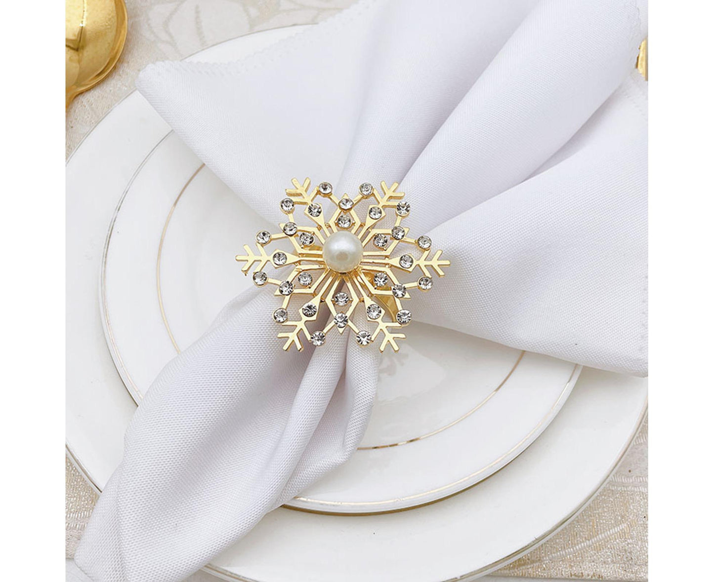 6Pcs Snowflake Napkin Ring Creative Clip-Golden V1263-JX-761