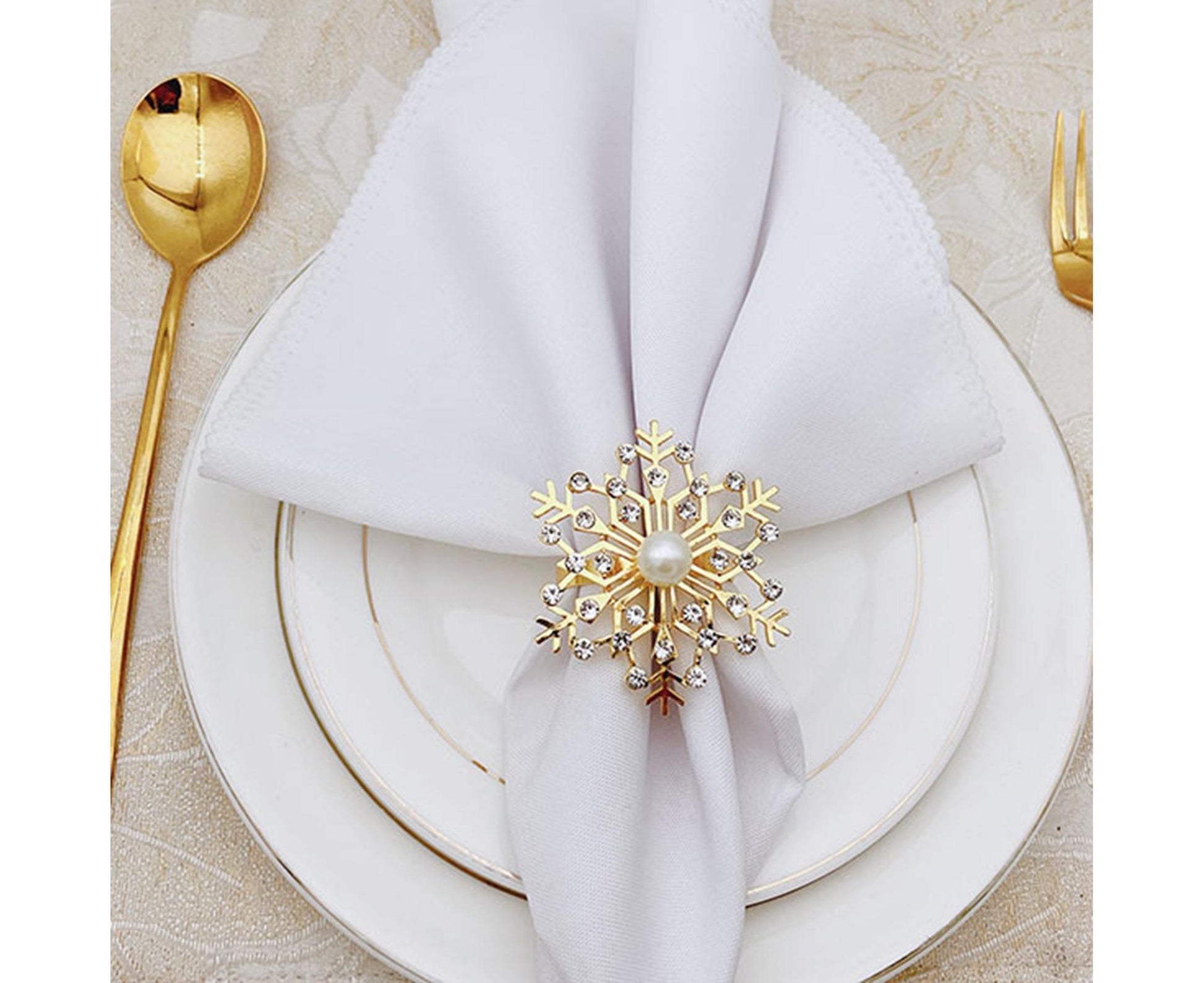 6Pcs Snowflake Napkin Ring Creative Clip-Golden V1263-JX-761