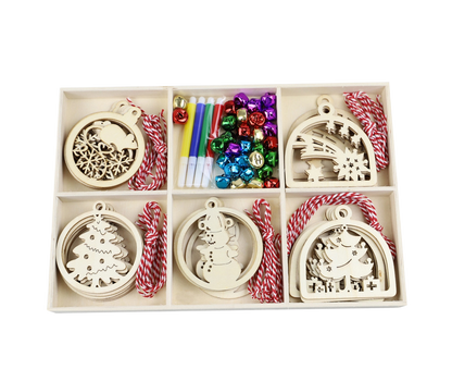 30Pcs Wood Christmas Tree Ornament Snowman Star Letter Hanging Pendant Decor-B V1263-JX-763