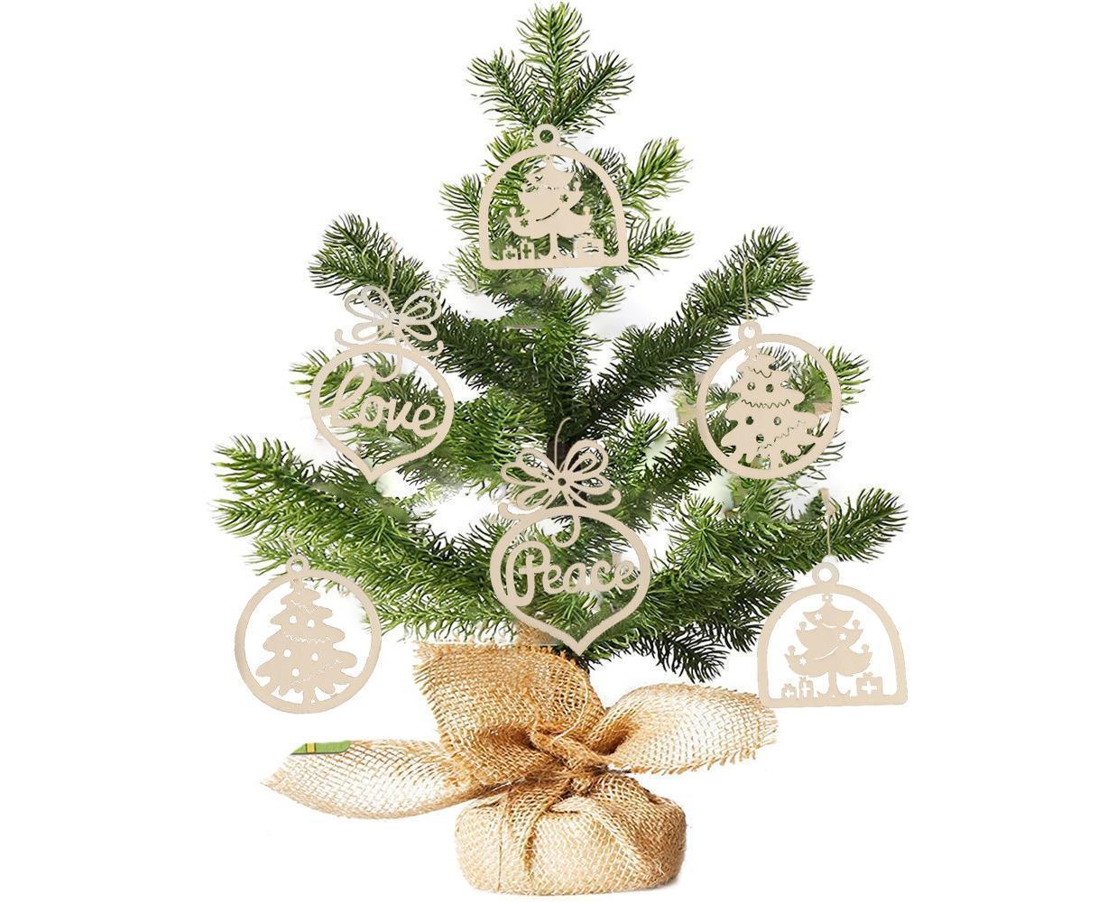 30Pcs Wood Christmas Tree Ornament Snowman Star Letter Hanging Pendant Decor-B V1263-JX-763
