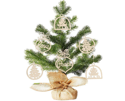 30Pcs Wood Christmas Tree Ornament Snowman Star Letter Hanging Pendant Decor-B V1263-JX-763