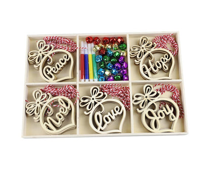 30Pcs Wood Christmas Tree Ornament Snowman Star Letter Hanging Pendant Decor-B V1263-JX-763