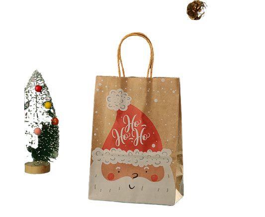 12Pcs Eye-catching Christmas Gift Bags Folding Cartoon Kraft Paper Printed Gift Pouch for Holiday-S V1263-JX-766