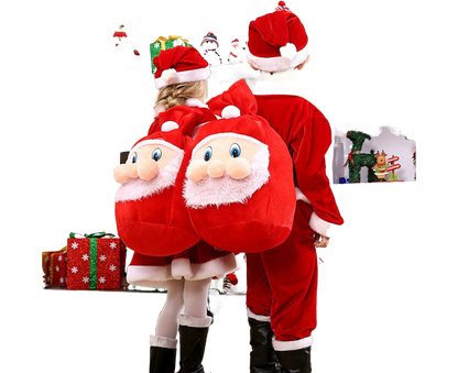 Xmas Candy Bag 3D Santa Velvet-Red V1263-JX-767