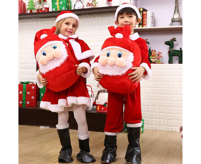 Xmas Candy Bag 3D Santa Velvet-Red V1263-JX-767