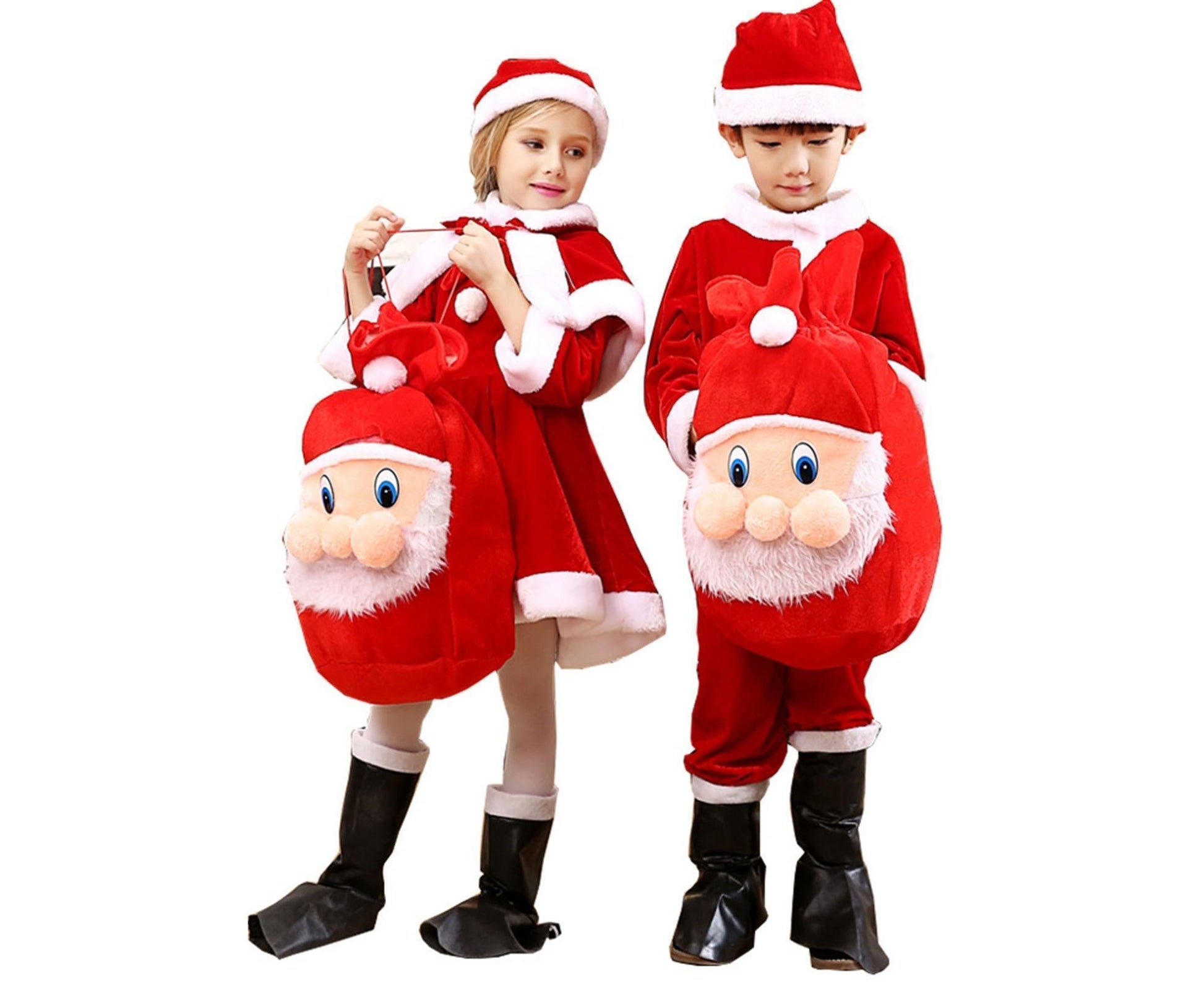 Xmas Candy Bag 3D Santa Velvet-Red V1263-JX-767
