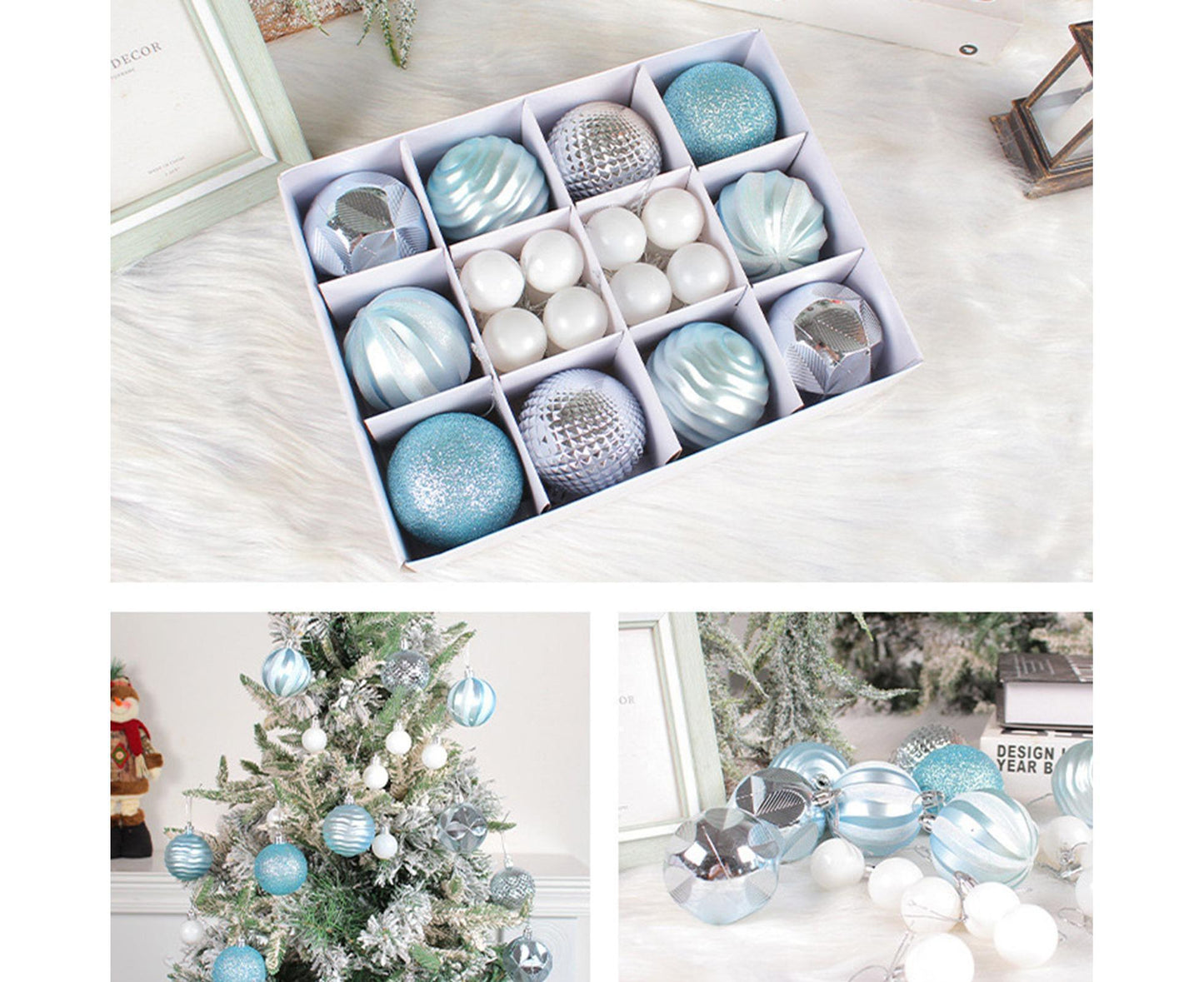 26Pcs Xmas Balls Bright Ornament-Blue V1263-JX-768