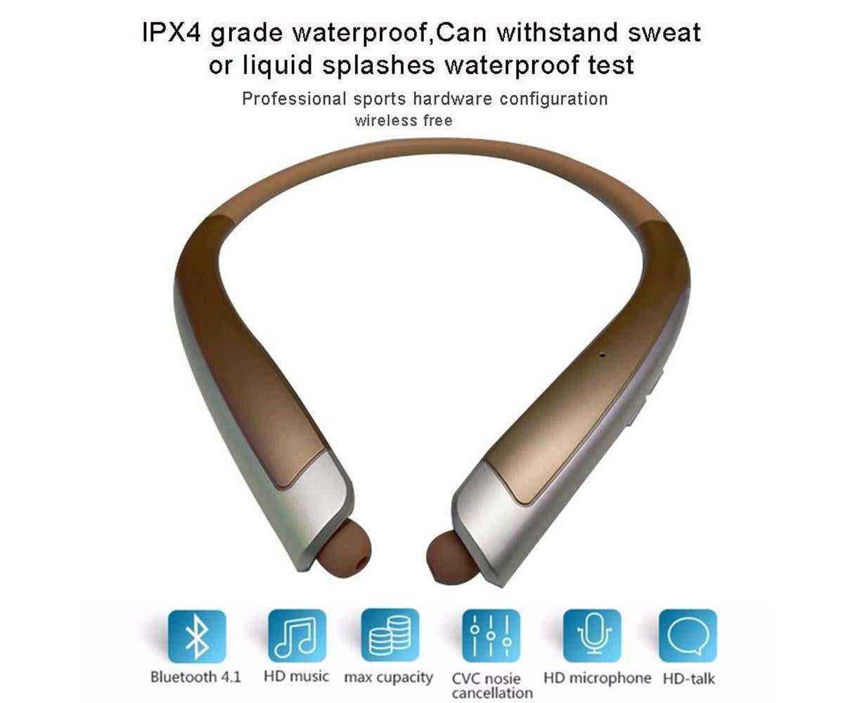 Bluetooth Headphone,Wireless Neckband Headset with Retractable Earbuds V1263-JX-77
