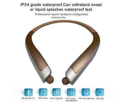 Bluetooth Headphone,Wireless Neckband Headset with Retractable Earbuds V1263-JX-77