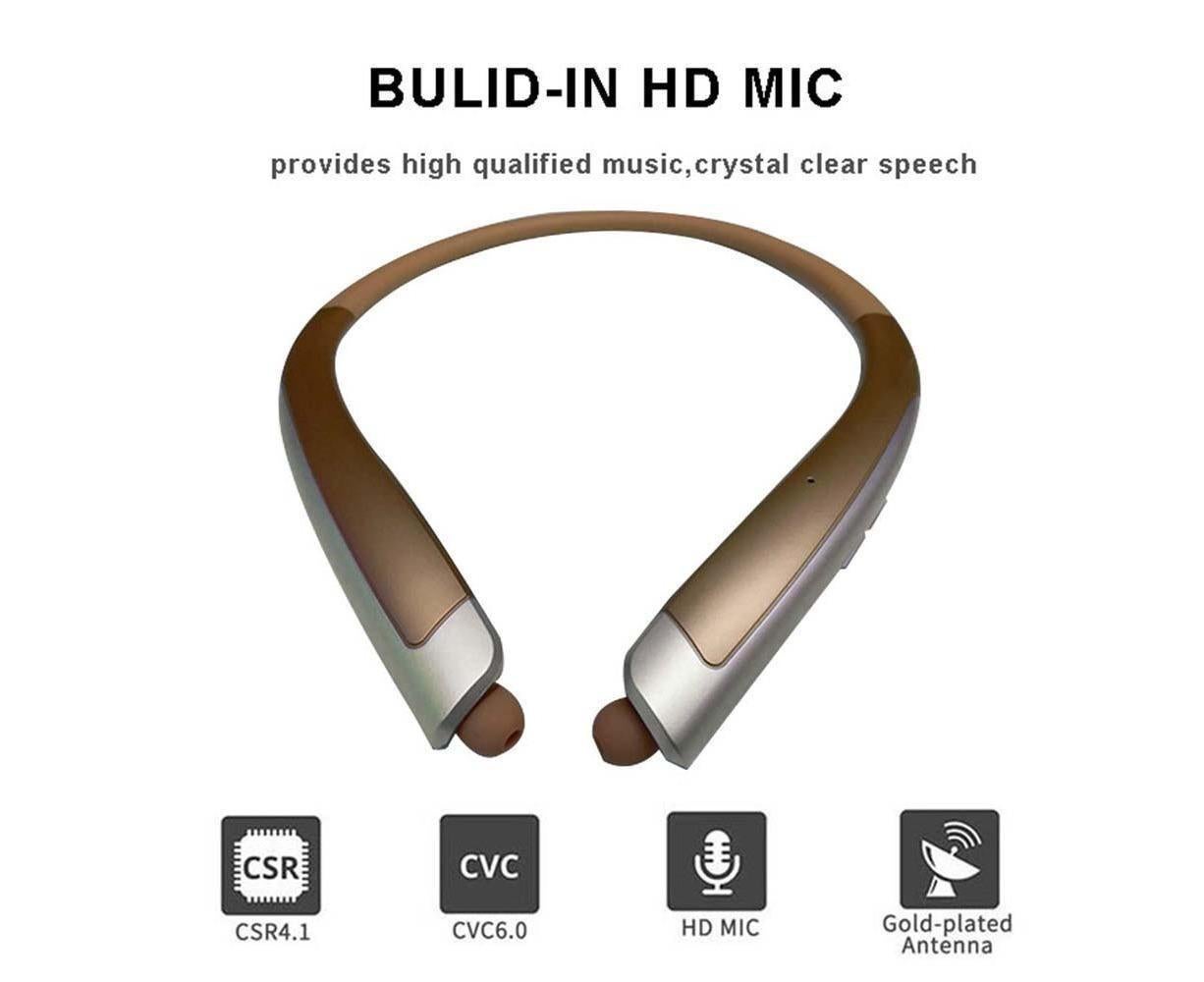 Bluetooth Headphone,Wireless Neckband Headset with Retractable Earbuds V1263-JX-77