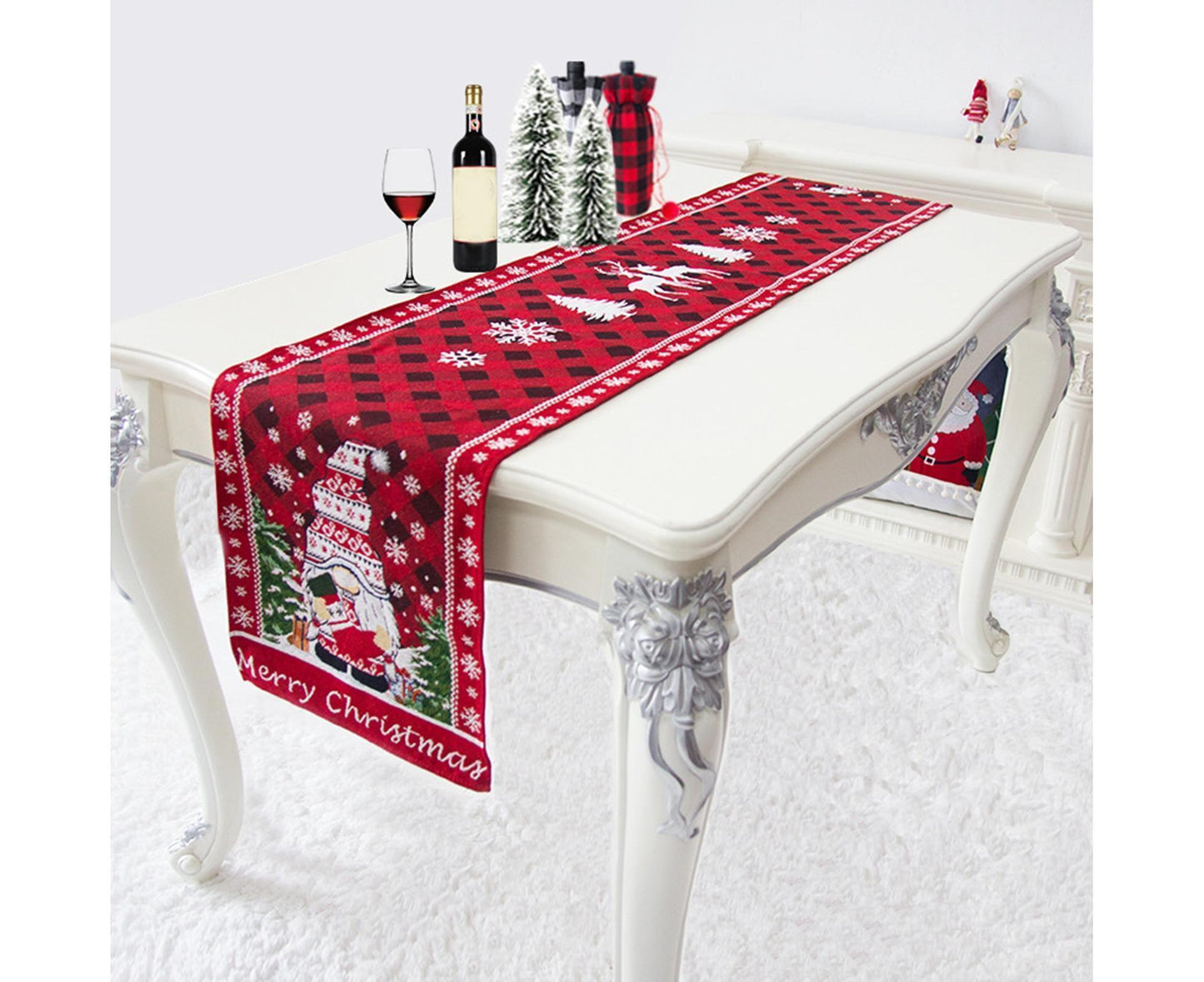 Table Runner Buffalo Plaid Checkered Cloth-Red V1263-JX-770