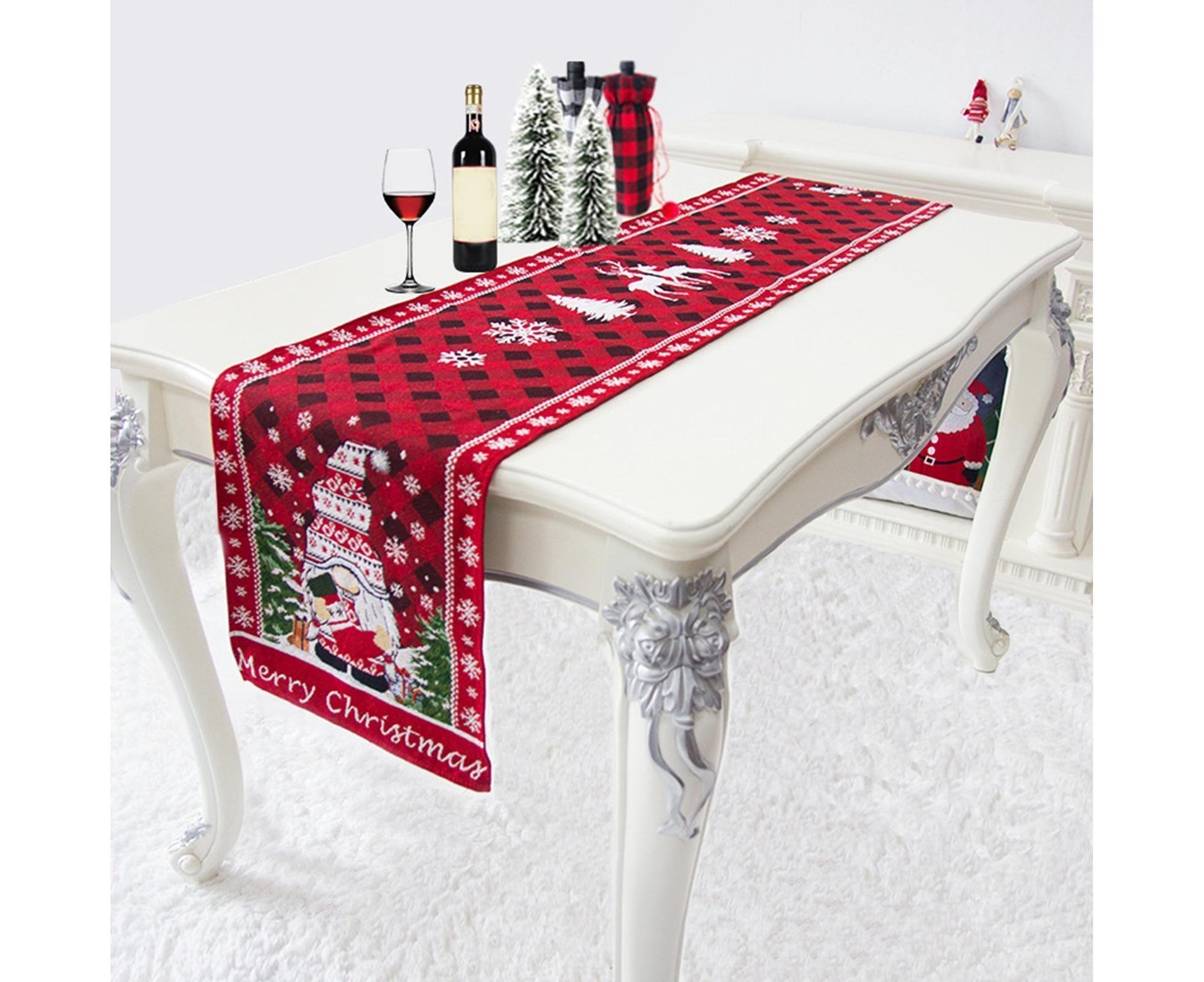 Table Runner Buffalo Plaid Checkered Cloth-Red V1263-JX-770