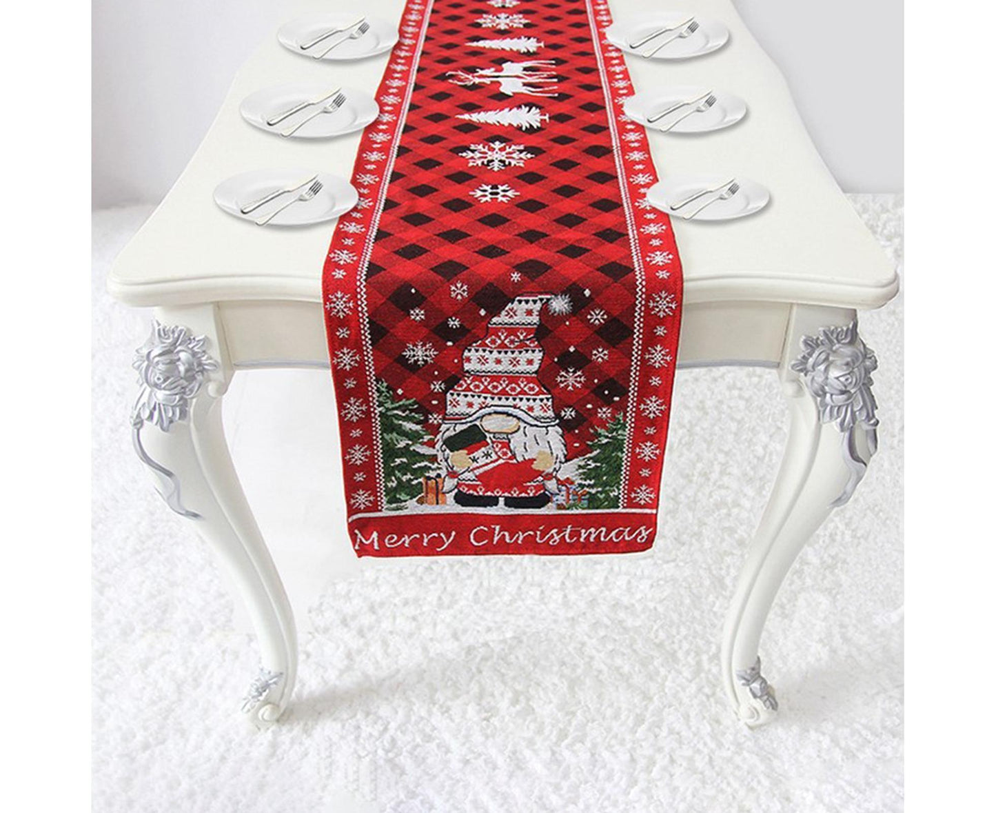 Table Runner Buffalo Plaid Checkered Cloth-Red V1263-JX-770