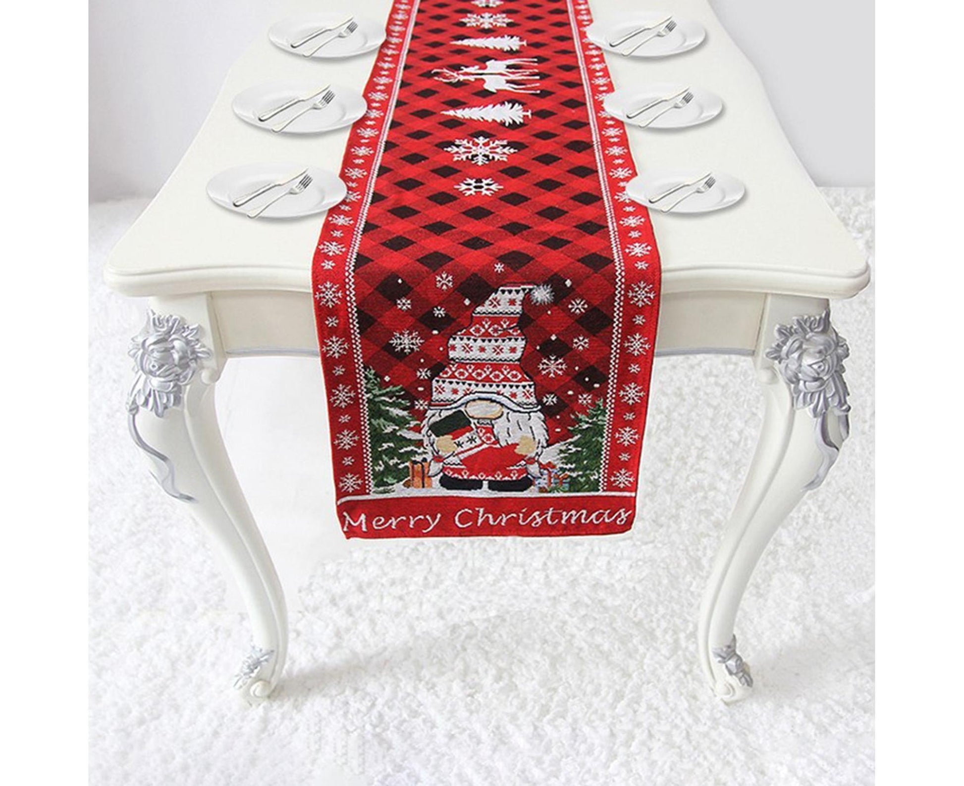Table Runner Buffalo Plaid Checkered Cloth-Red V1263-JX-770