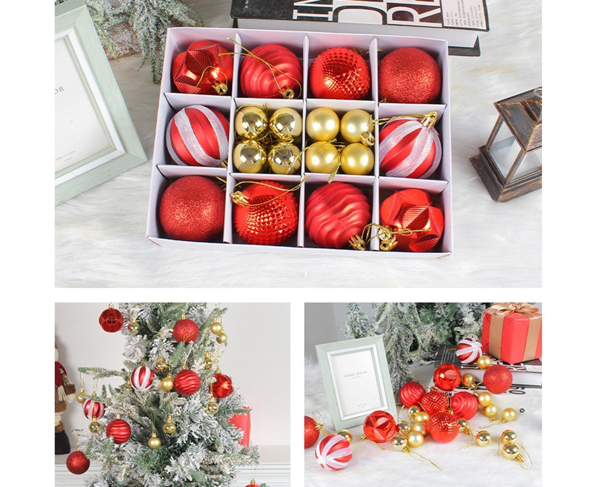 26Pcs Xmas Balls Bright Ornament-Red V1263-JX-771