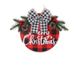 Welcome Sign Bow-knot Plaid Wooden Sign-Red V1263-JX-773