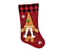 Plaid Patchwork Xmas Stocking with Lanyard-Red V1263-JX-780