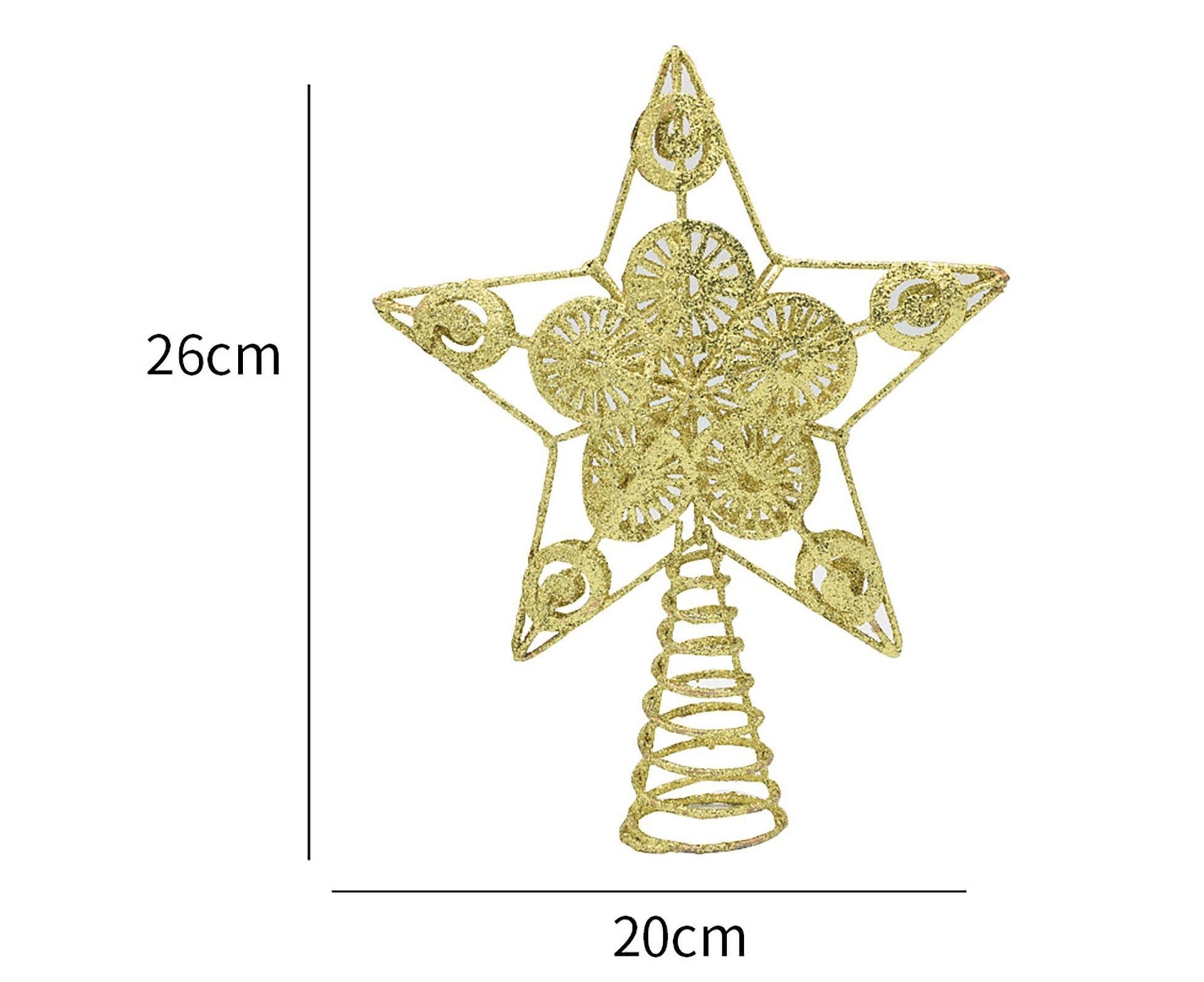 Xmas Glitter Five-pointed Star Tree Topper-Golden V1263-JX-781