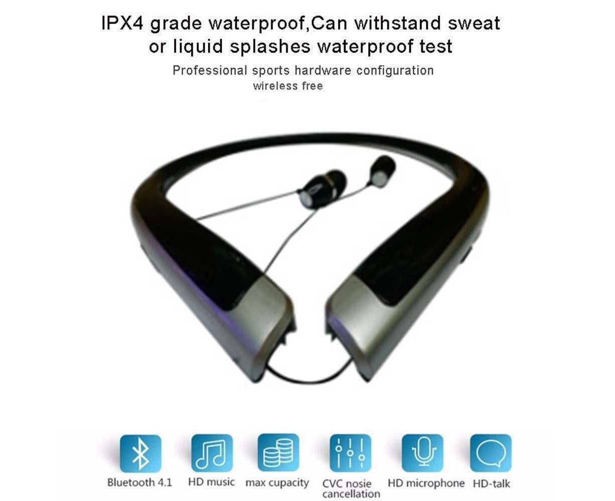 Bluetooth Headphone,Wireless Neckband Headset with Retractable Earbuds V1263-JX-79