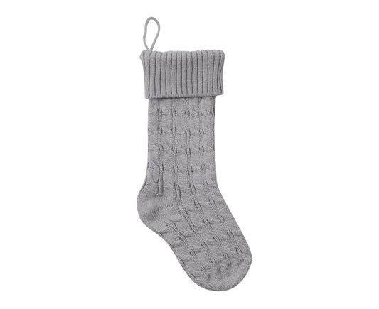 Christmas Sock Twist Pattern Knitted Large Capacity Hanging Stocking for Festival Party-Silver Gray V1263-JX-793