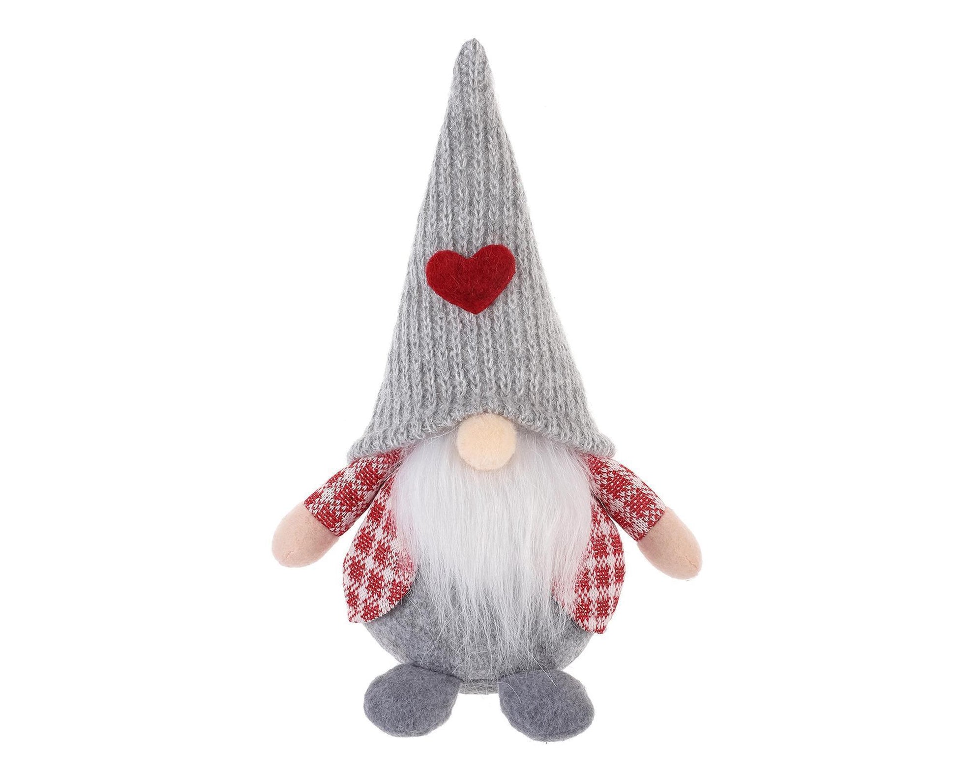 Xmas Faceless Doll Plaid Long Hat-Grey V1263-JX-794